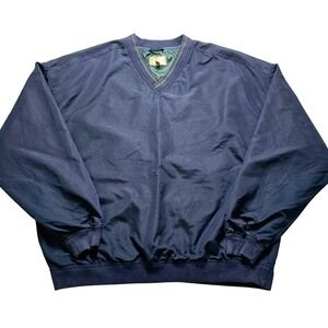Haggar Golf Mens Size L Pullover Wind Jacket Navy Blue Vintage V-Neck Lined
